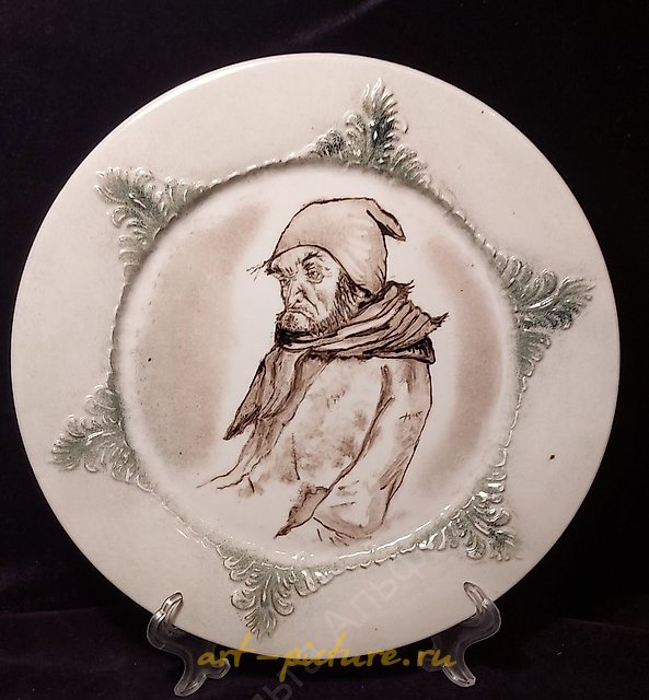 装饰盘系列：“熟悉的面孔”...... 在加德纳工厂的装饰瓷器上描绘的果戈理式的博克列夫斯基人物。