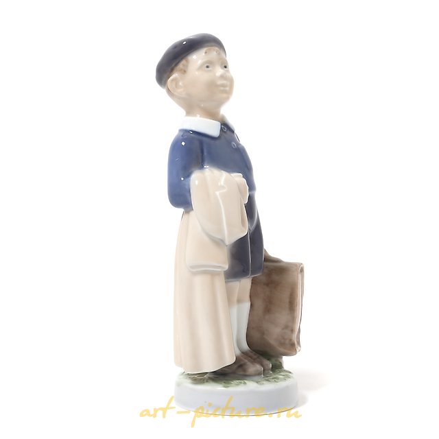 June - a boy with a briefcase. Denmark, Copenhagen, Royal Copenhagen.