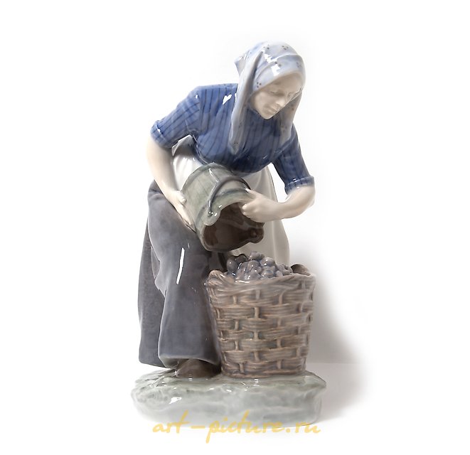 Girl collecting potatoes. Denmark, Copenhagen, Royal Copenhagen.