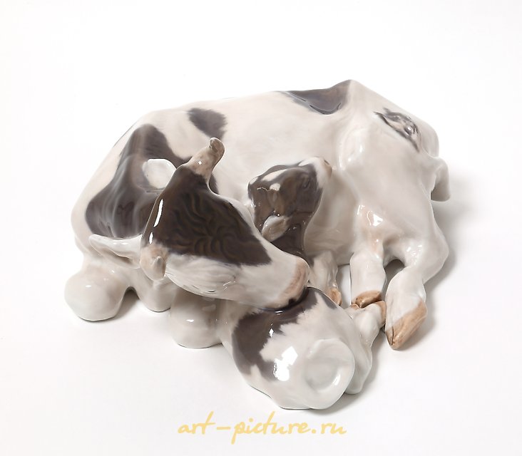 Cow with calf. Denmark, Copenhagen, Royal Copenhagen.