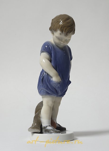 Boy with a teddy bear. Denmark, Copenhagen, Royal Copenhagen.