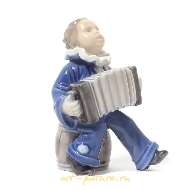 Child with an accordion. Denmark, Copenhagen, Royal Copenhagen.