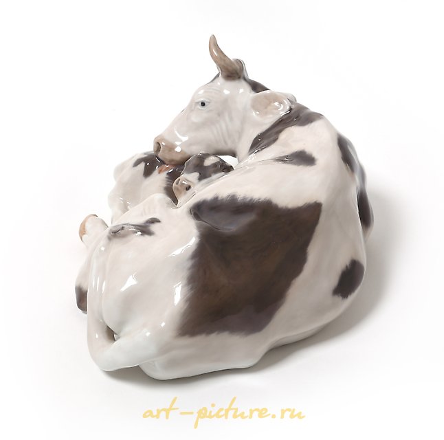 Cow with calf. Denmark, Copenhagen, Royal Copenhagen.