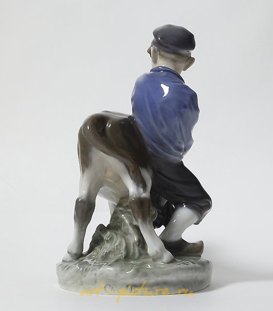 The boy with the calf. Denmark, Copenhagen, Royal Copenhagen.