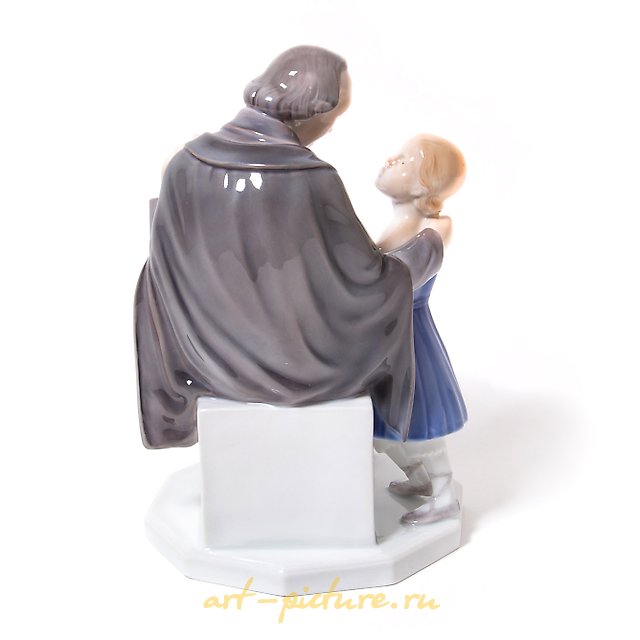 "Writer Hans Christian Andersen with a girl. Denmark, Copenhagen, Bing & Grondahl."