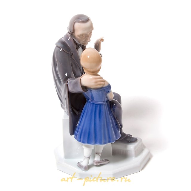 "Writer Hans Christian Andersen with a girl. Denmark, Copenhagen, Bing & Grondahl."