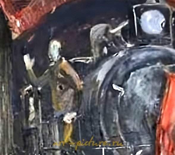 Rally at the Depot. Cardboard, oil. 50 x 50 cm.