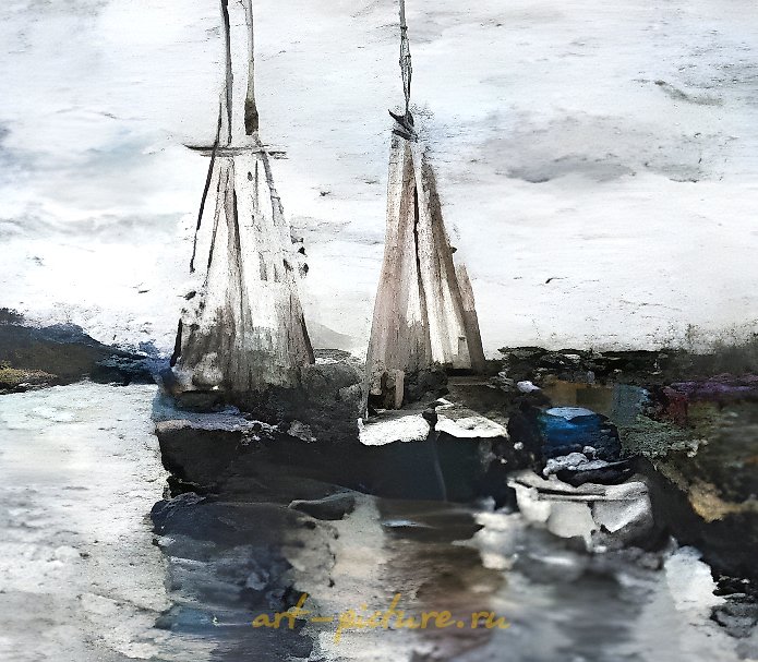 Sweden. Pier. Canvas, oil. 45 x 88 cm.
