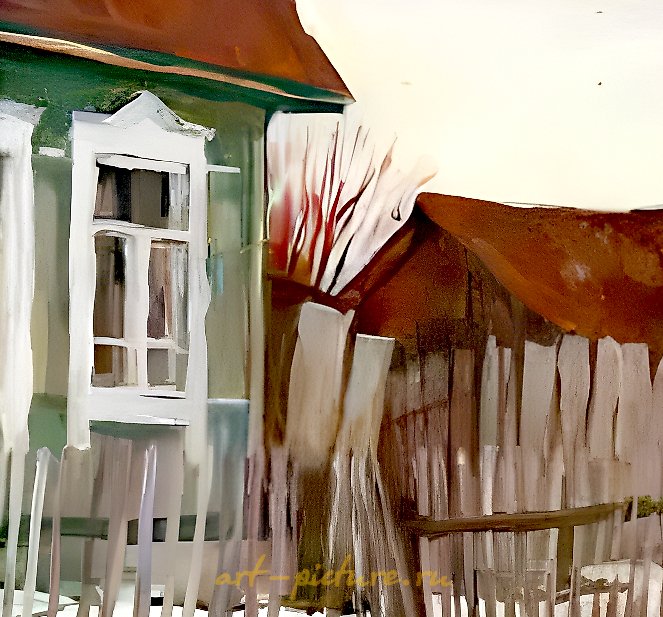 春天。与猫的素描。纤维板，油画。41 x 57厘米。