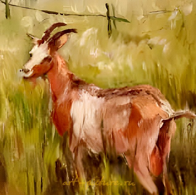 春天。关于山羊的静物。纤维板，油画。41 x 57 厘米。