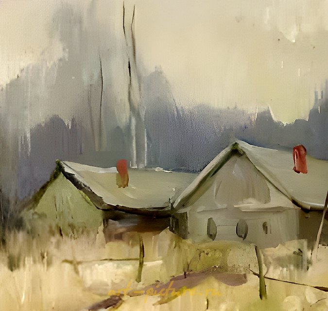 春天。关于山羊的静物。纤维板，油画。41 x 57 厘米。