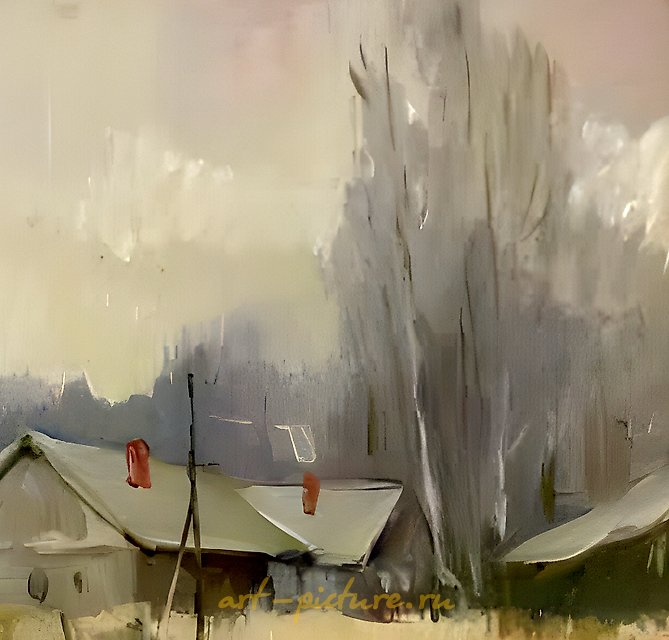 春天。关于山羊的静物。纤维板，油画。41 x 57 厘米。