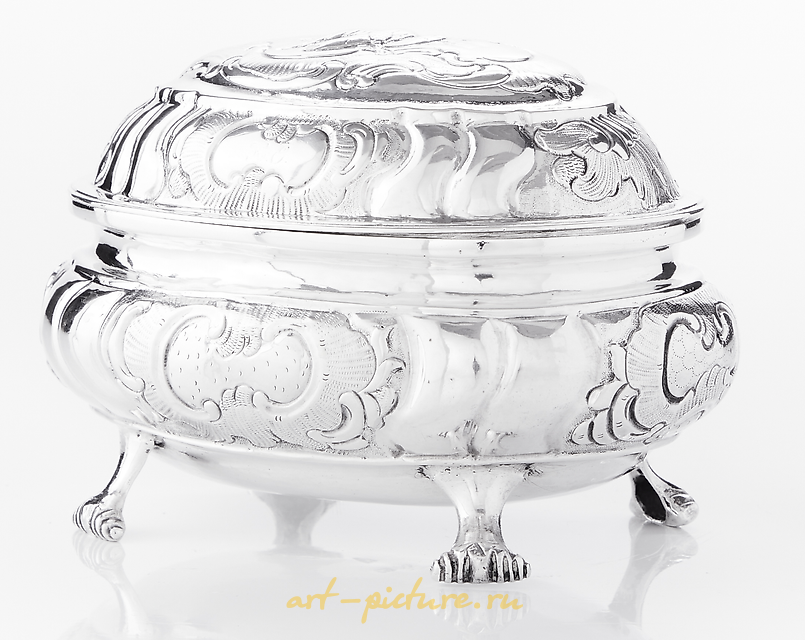 Silver sugar bowl (box). Russia, 1765 - 1771.