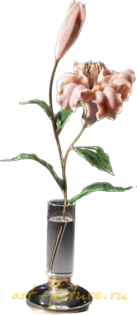 粉色百合。石材花艺