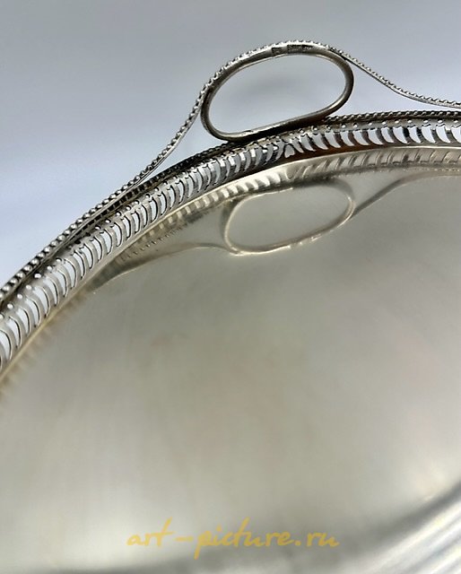 银色托盘，18世纪俄罗斯风格，带侧把手，1798年，卡卢加