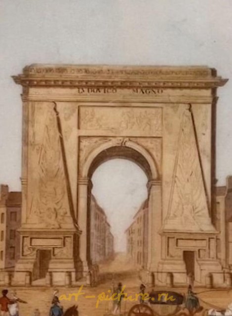 Plate with an architectural landscape of Paris, first quarter of the 19th century.