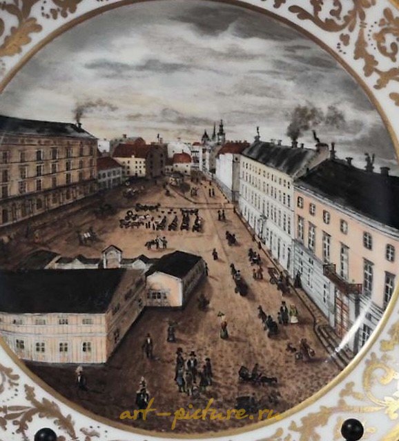 A plate with an architectural landscape, first quarter of the 19th century.