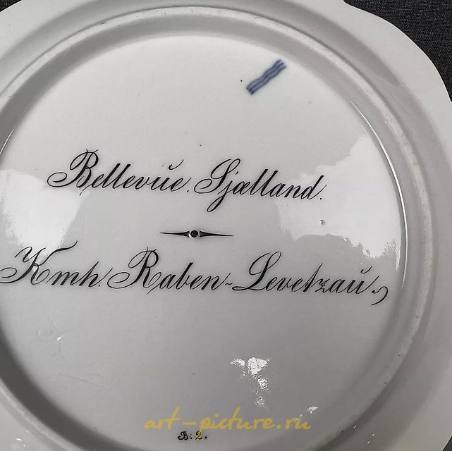 The topographical plate by Royal Copenhagen, featuring an image of a manor house.