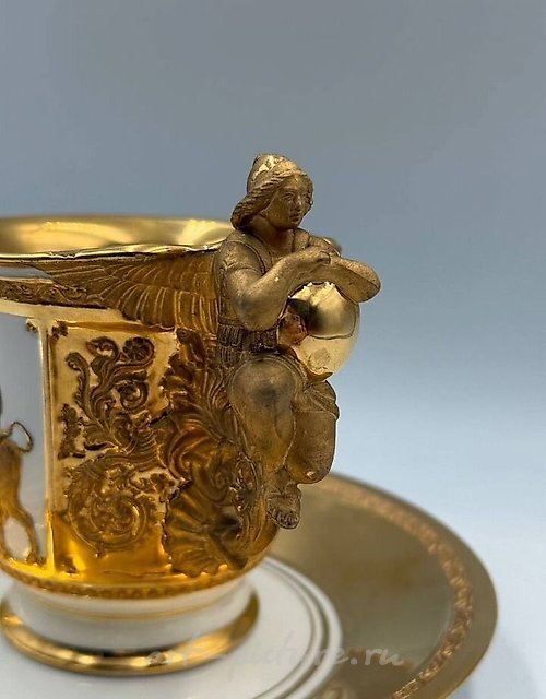 Чашка с блюдцем и портретом Фридриха Великого КРМ 1870 г