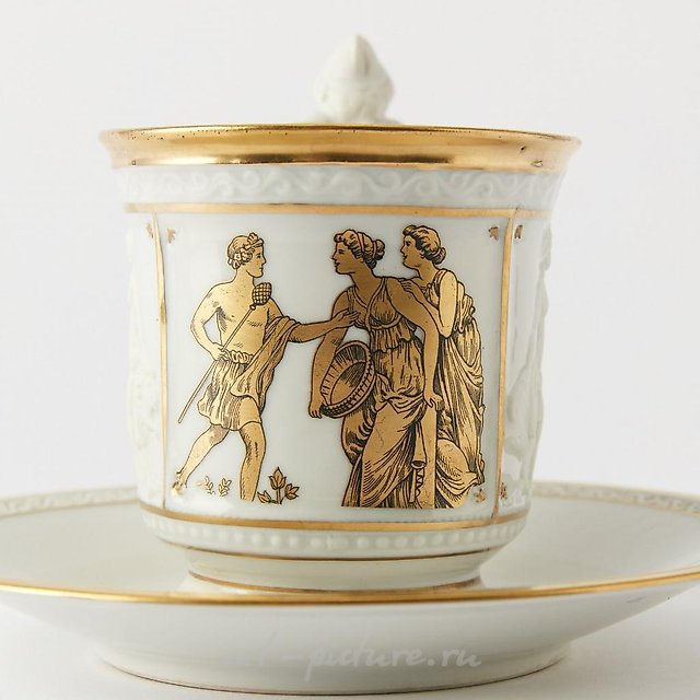 Чашка с фигурной ручкой в виде Архангела Михаила с блюдцем RPM