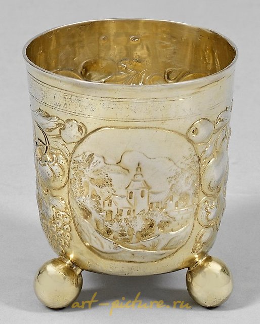 Rare small Baroque ball-footed goblet