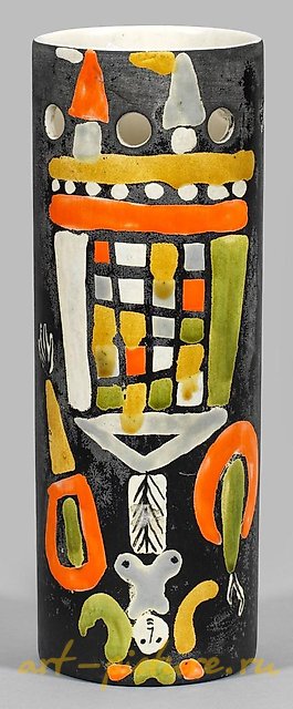 Modern ceramic vessel with a feminine figure by Roger Capron.