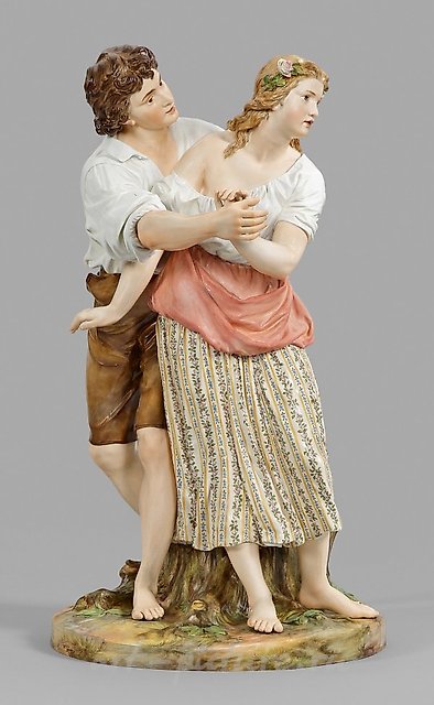 Great, extremely rare Meissen figurine group of a couple in love.