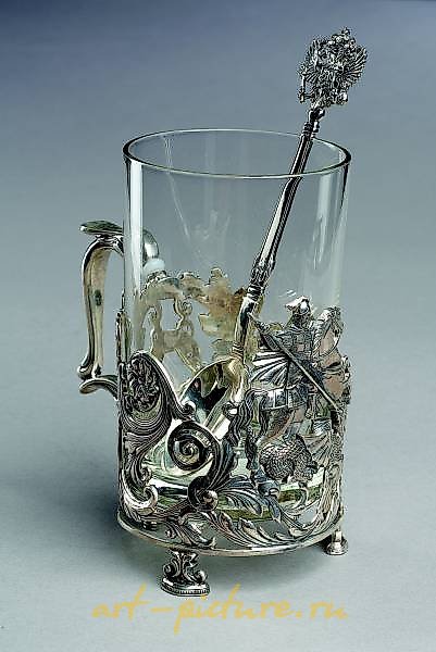 银质茶杯架 Георгий 配勺 鹰 迈左夫工作室