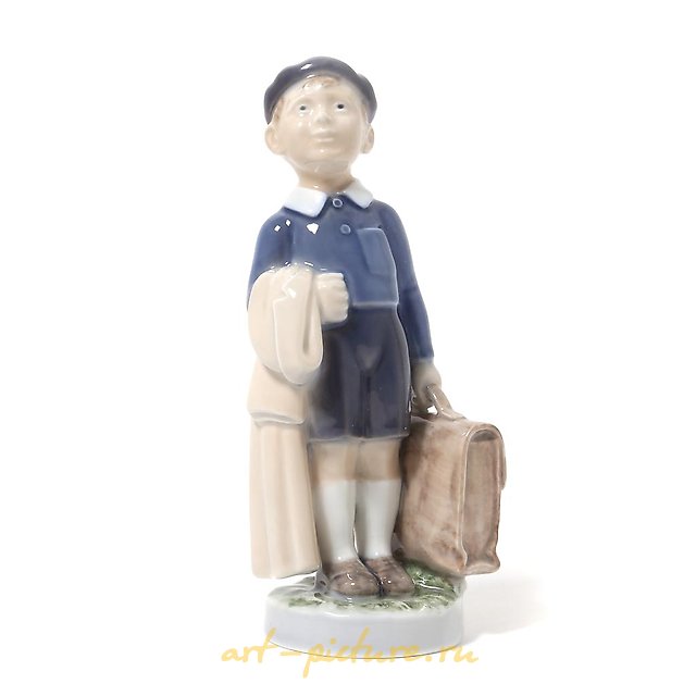 June - a boy with a briefcase. Denmark, Copenhagen, Royal Copenhagen.