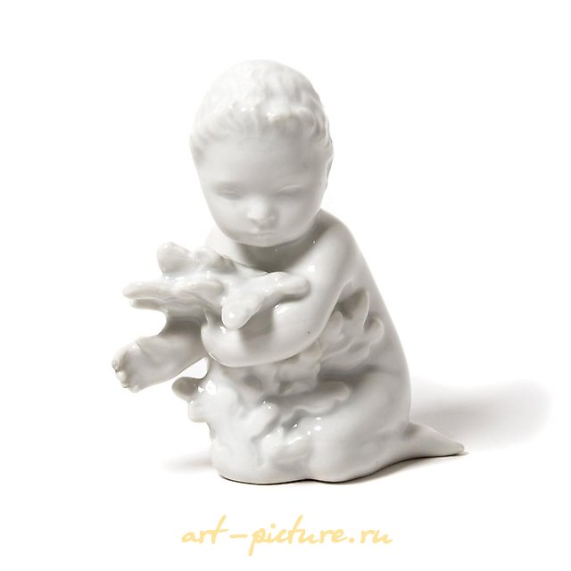 男孩美人鱼与海藻。丹麦，哥本哈根，Bing & Grondahl。