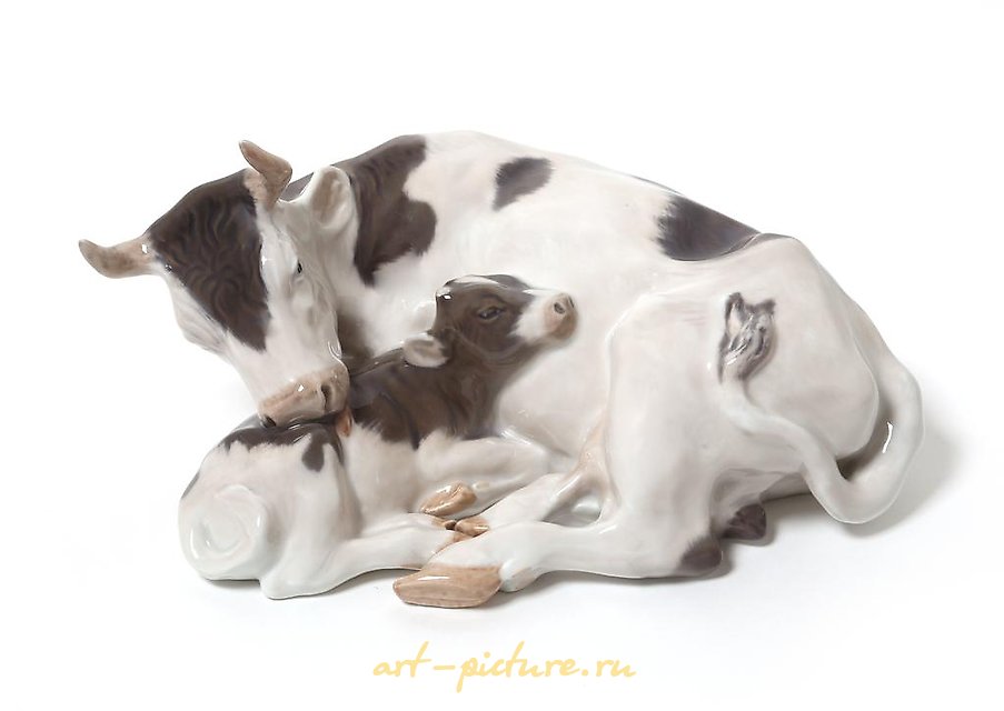 Cow with calf. Denmark, Copenhagen, Royal Copenhagen.