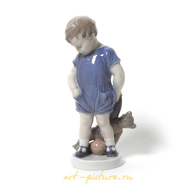 "Boy with a teddy bear. Denmark, Copenhagen, Royal Copenhagen."