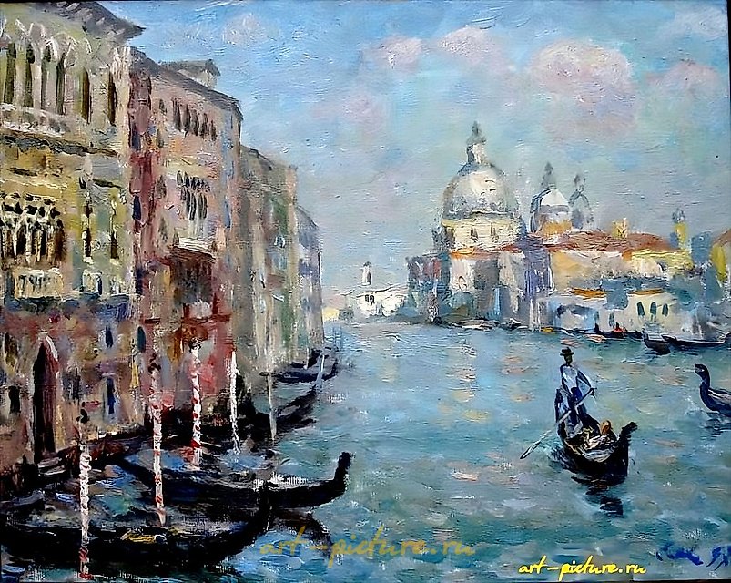 威尼斯。大运河。画布，油画。45 x 55 厘米