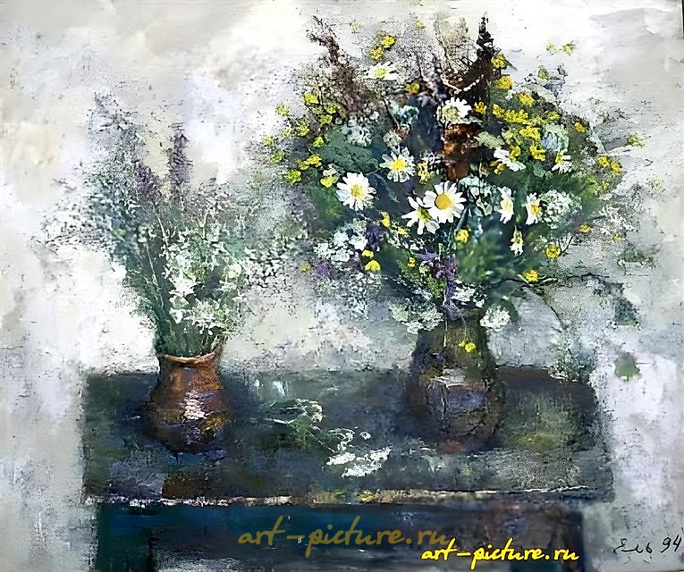 花卉。 布面油画。 70 x 90 厘米