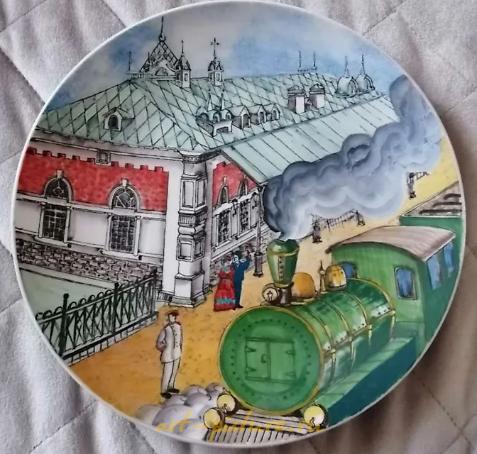 "Decorative plate, hand-painted, exclusive design for Russian Railways."