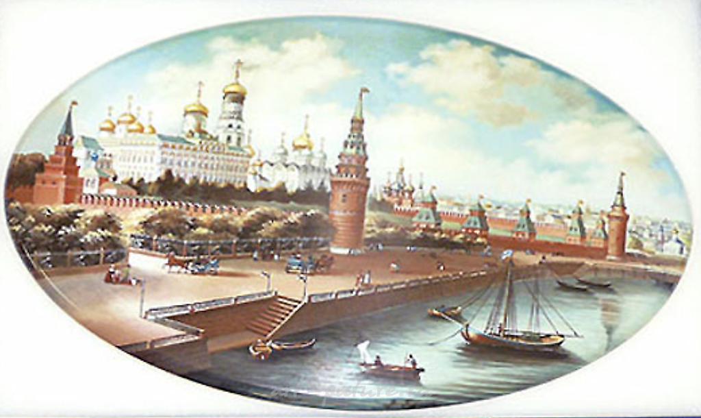 The porcelain plate "Moscow on the River" Weimar Germany