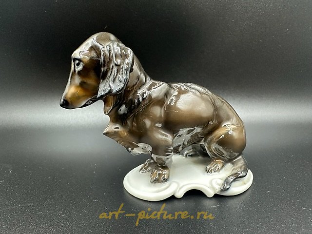 Porcelain figurine of a dachshund. Germany. Rosenthal.
