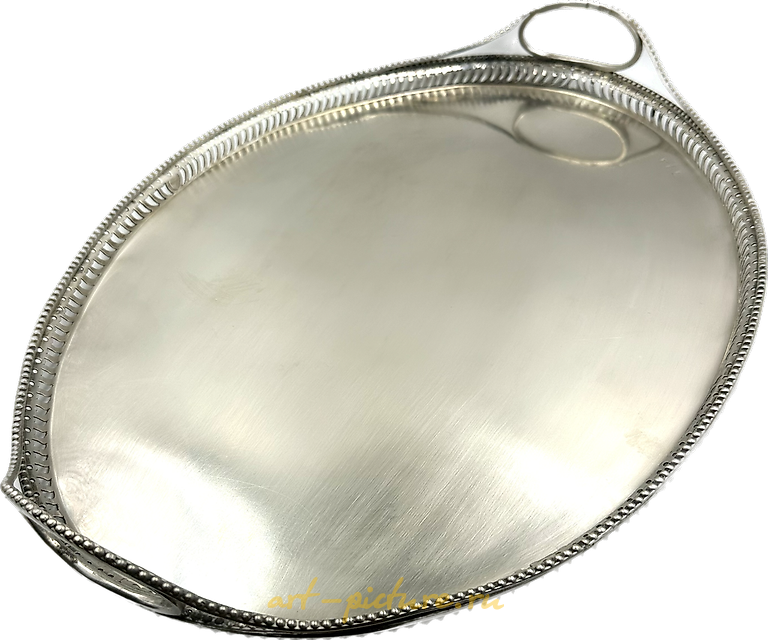 银色托盘，18世纪俄罗斯风格，带侧把手，1798年，卡卢加
