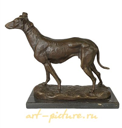The text translates to "Borzoi by sculptor E. Fremiet."