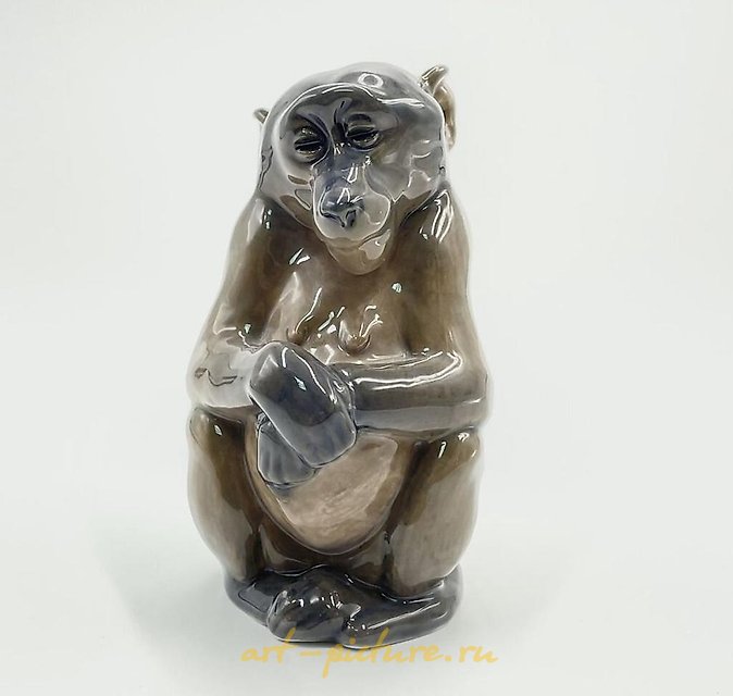 Porcelain figure (statuette) "Pregnant Monkey," Royal Copenhagen