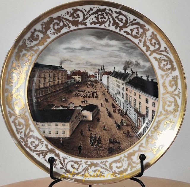 A plate with an architectural landscape, first quarter of the 19th century.