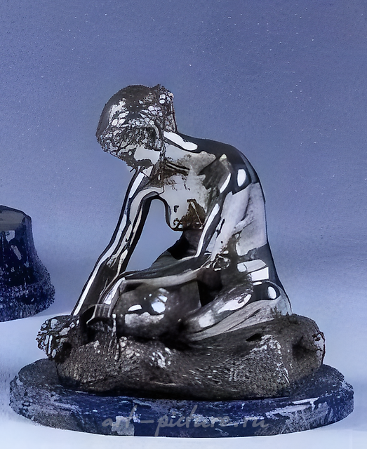 Молодая обнаженная девушка сидит на снопе льна. Раймон Ривуар Raymond Rivoire. изготовлена на литейном заводе Клода Вальсуани (Cire C.Valsuani Perdue)