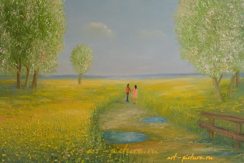 春天 浪漫 幻想 油画 布面