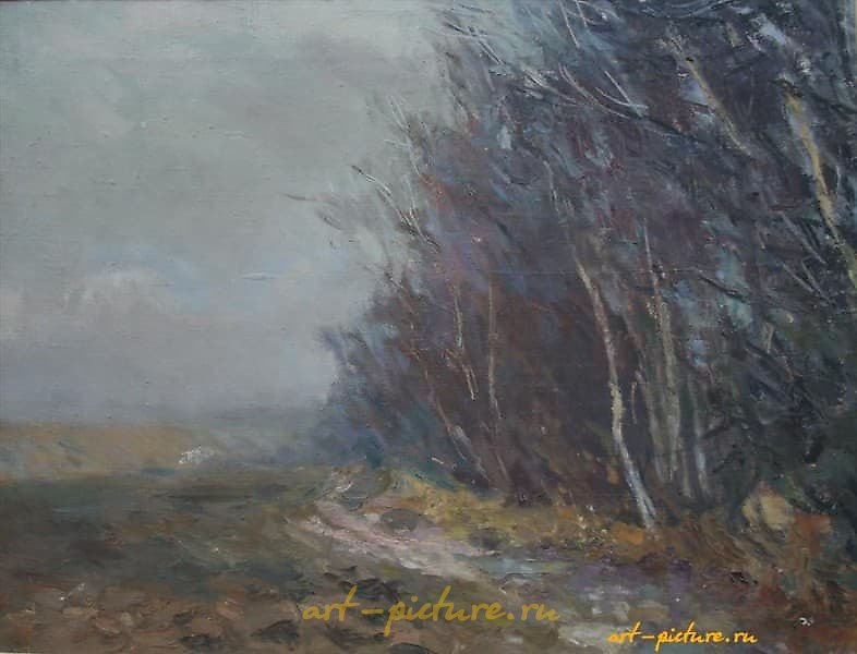 黄昏时分。油画，画布。50 x 60 厘米