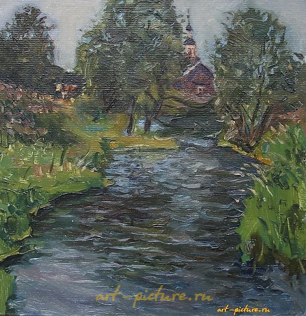 Вязьма. 卡纸，油画。30 x 29 厘米