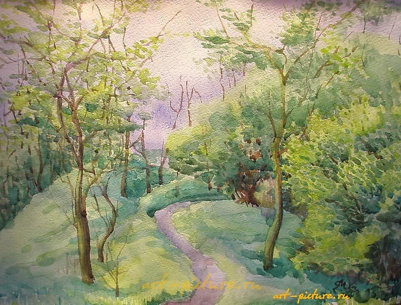 在南方公园，纸张，水彩画