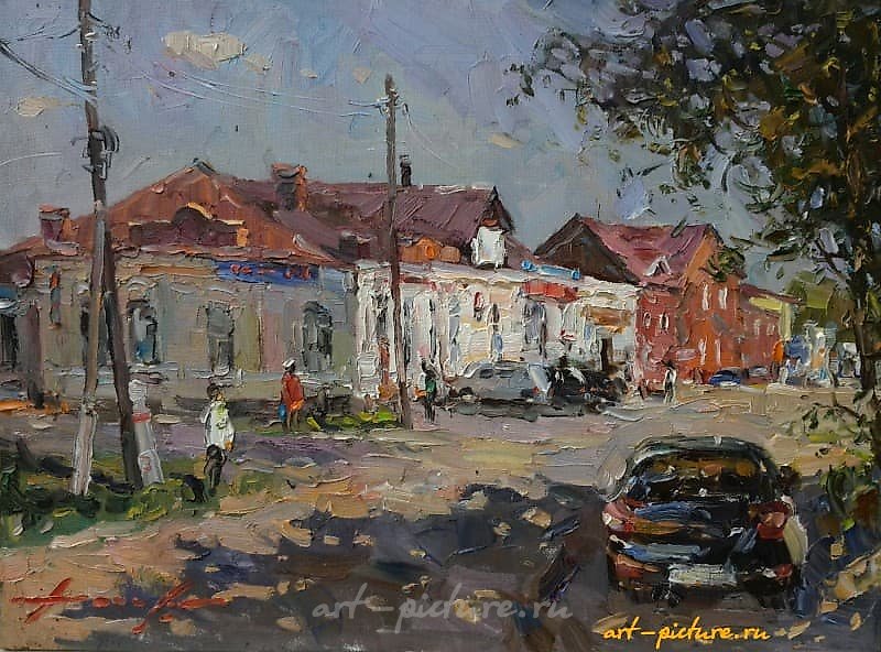 正午时分，老城布祖卢克，油，寒冷。