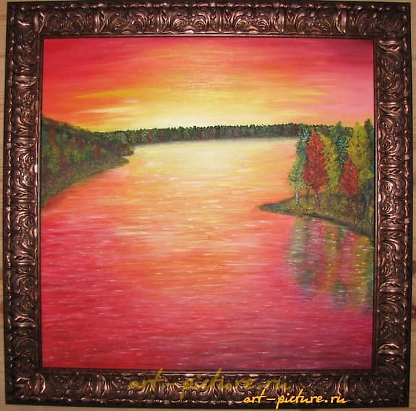The translation of "Рассвет холст, масло" into English is "Dawn canvas, oil."