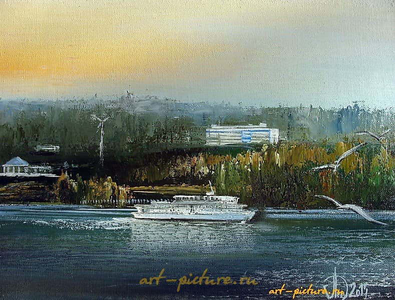 The translation of the text is: "Sanatorium 'Volzhsky Utyos' oil, canvas."