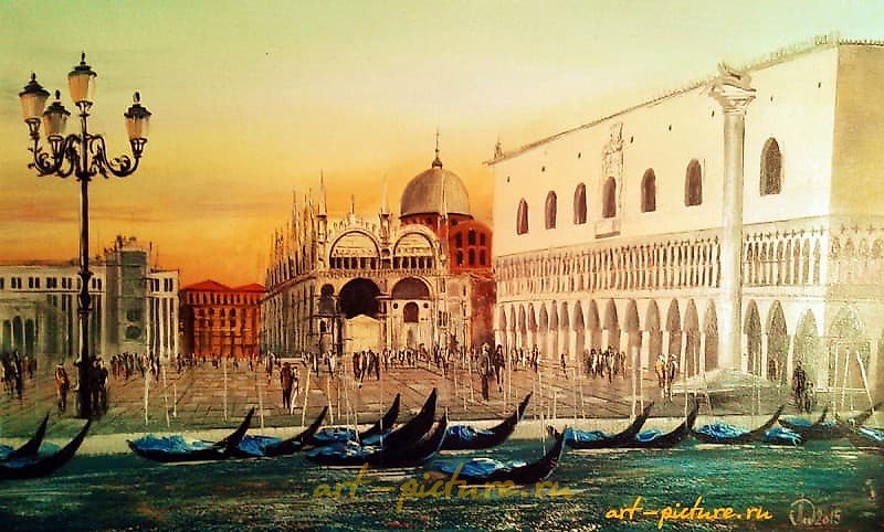 "Venetian taxi oil, canvas"